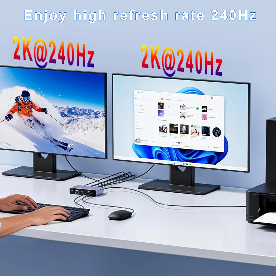 2K 240Hz HDMI KVM Switch 2 Monitors 2 PCs 4K 240Hz USB 3.0 8K Docking Station Sh