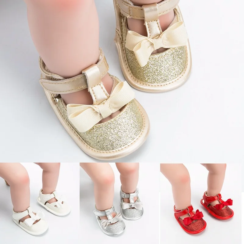 

Newborn Baby Boys Fashion Shiny Bow Baby Girls Shoes Summer Soft Crib Shoes First Walker Anti Slip Sandals Shoe Toddler Shoes