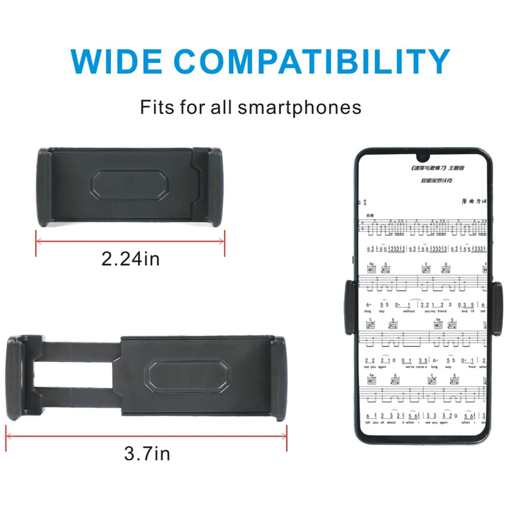 Mic Stand Phone Holder Hands-Free Long Cellphone Mount Multi-Purpose Phone Music Stand Holder for Microphones Stand/Smartphones