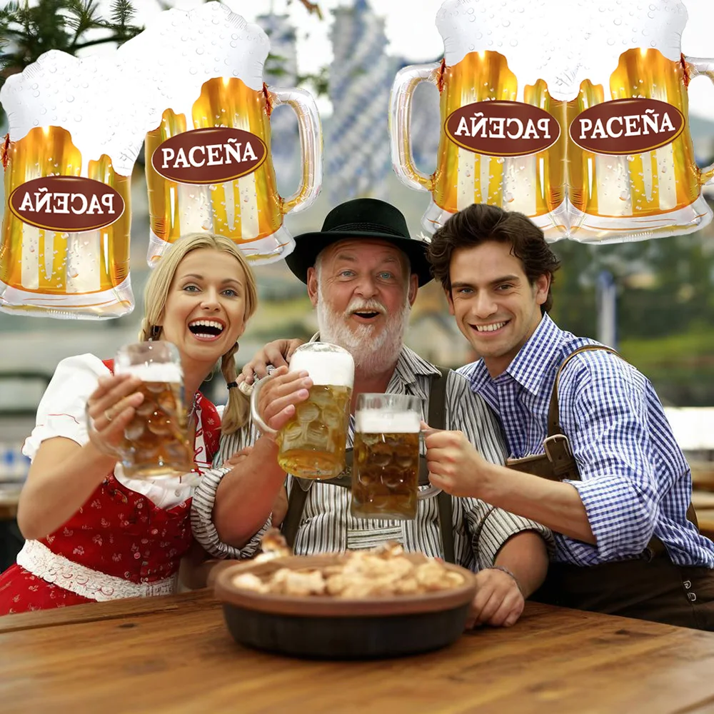 3-teilige Luftballons aus Aluminiumfolie mit Biermotiv, geeignet für Oktoberfest, Vatertag, Abschlusssaison, Geburtstagsfeiern, Junggesellenabschiede, Eventdekorationen mit Biermotiv, Karneval, Sommerpartys, Innen- und Außenbereich, Heimdekoration, Requisiten – Detail 5