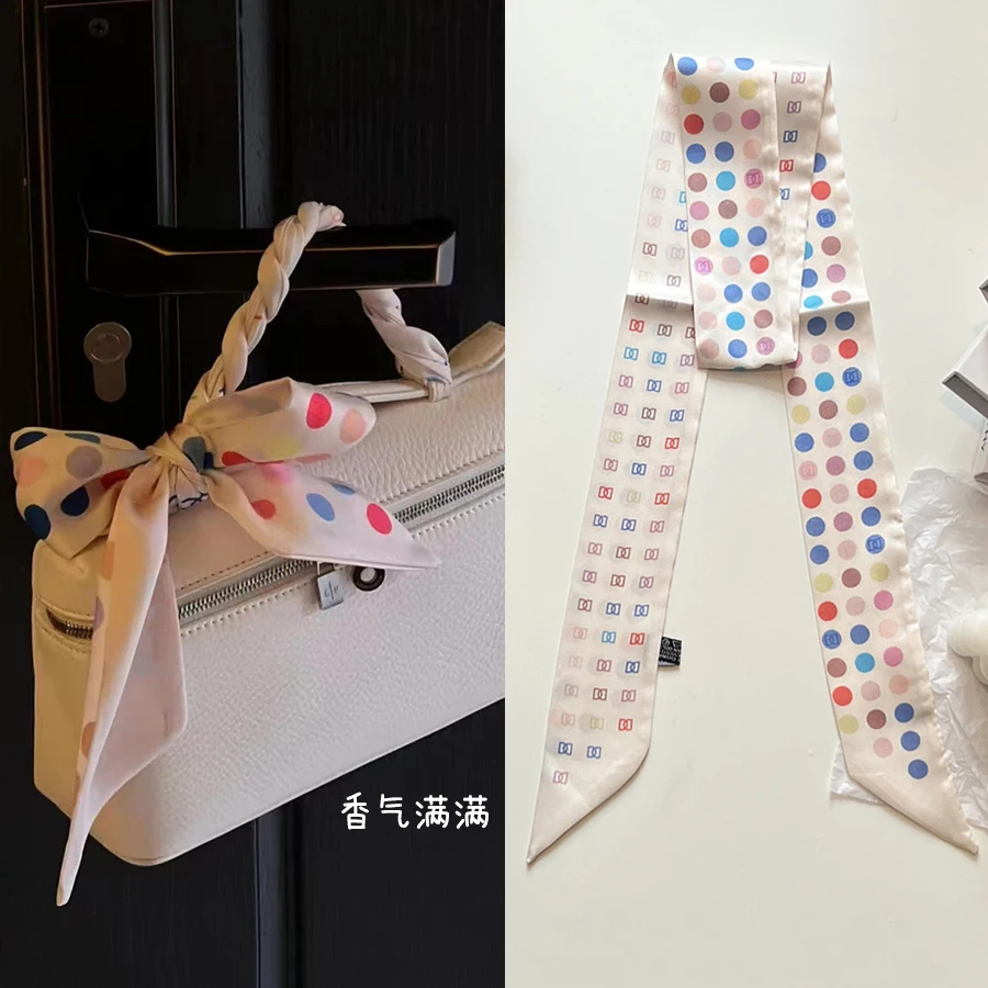 

Женский узкий тонкий шарф с яркими точками, 120 см, с принтом лошади, Сумка с длинной лентой и ручками, многофункциональный декоративный шейный платок, повязка для волос