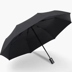 Premium Automatic Windproof Umbrella with Black Coating and Anti-UV Protection (Black)