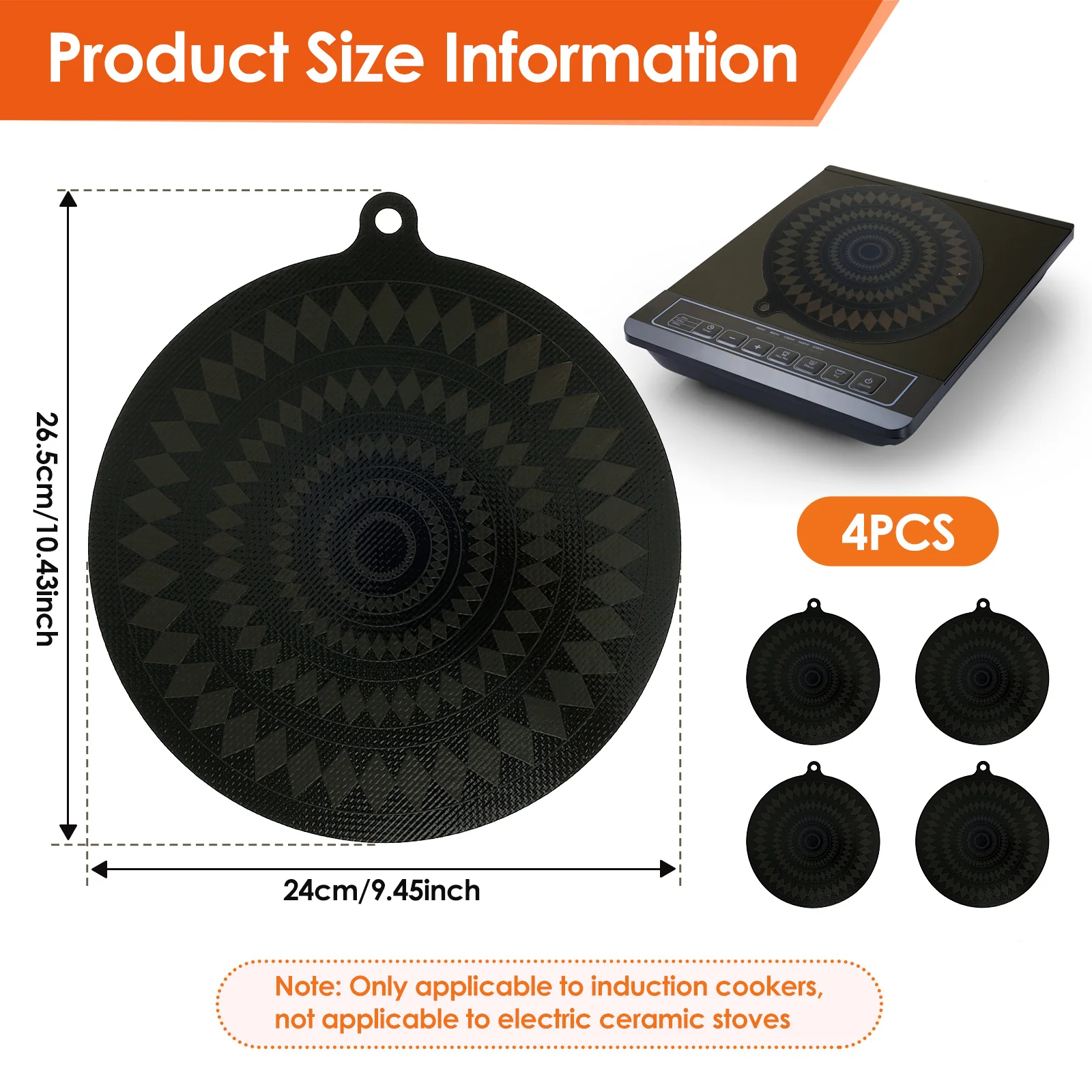4PCS Induction Cooktop Mat Silicone Thermochromic Induction Cooktop Protective Cover Heat-resistant Cooktop Scratch Protector