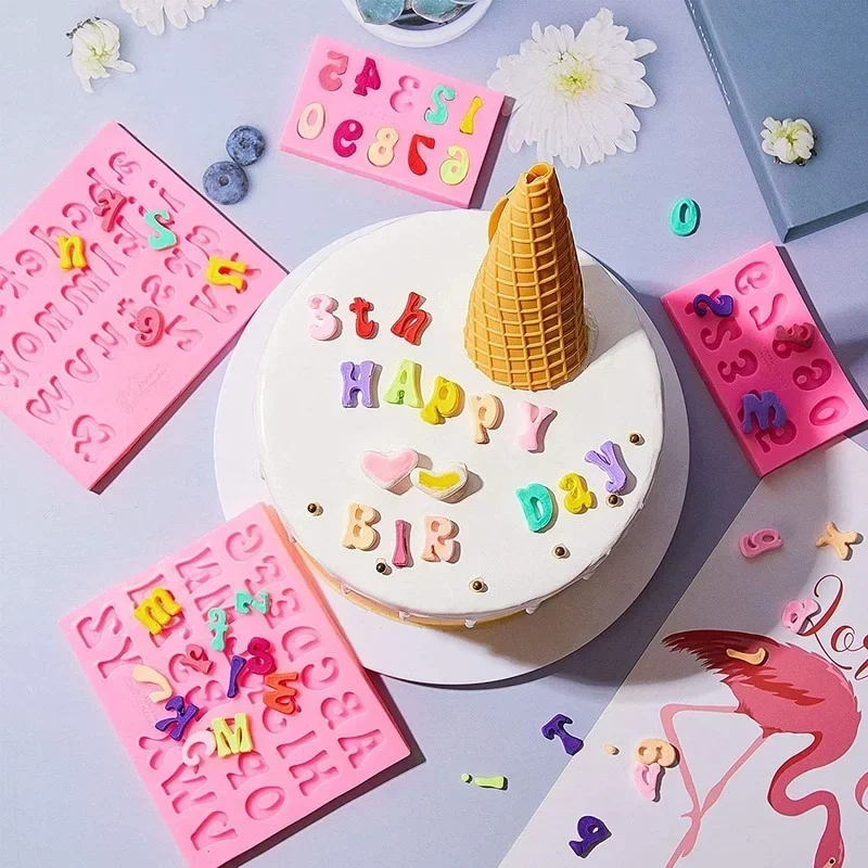DIY Silicone Mold for Chocolate, Cookie, and Cake Decorations - Arabic Numerals & English Alphabet Design