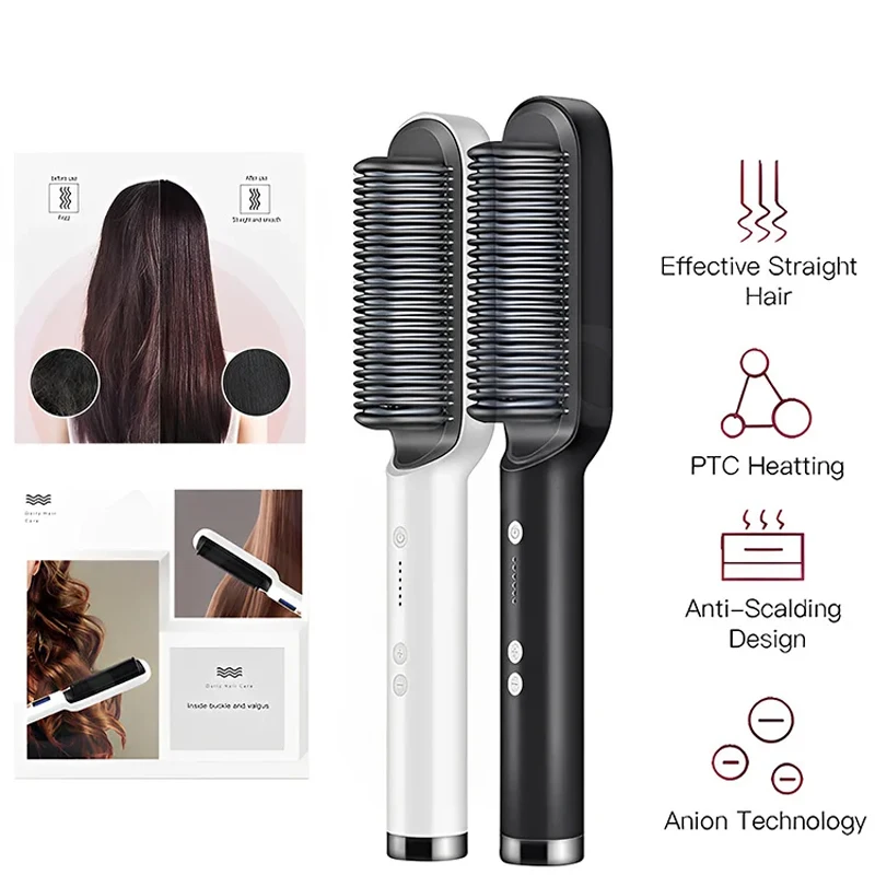 Multi-function hair straightener ion antiscalding electric heating comb PTC fast heating straight hair comb 6