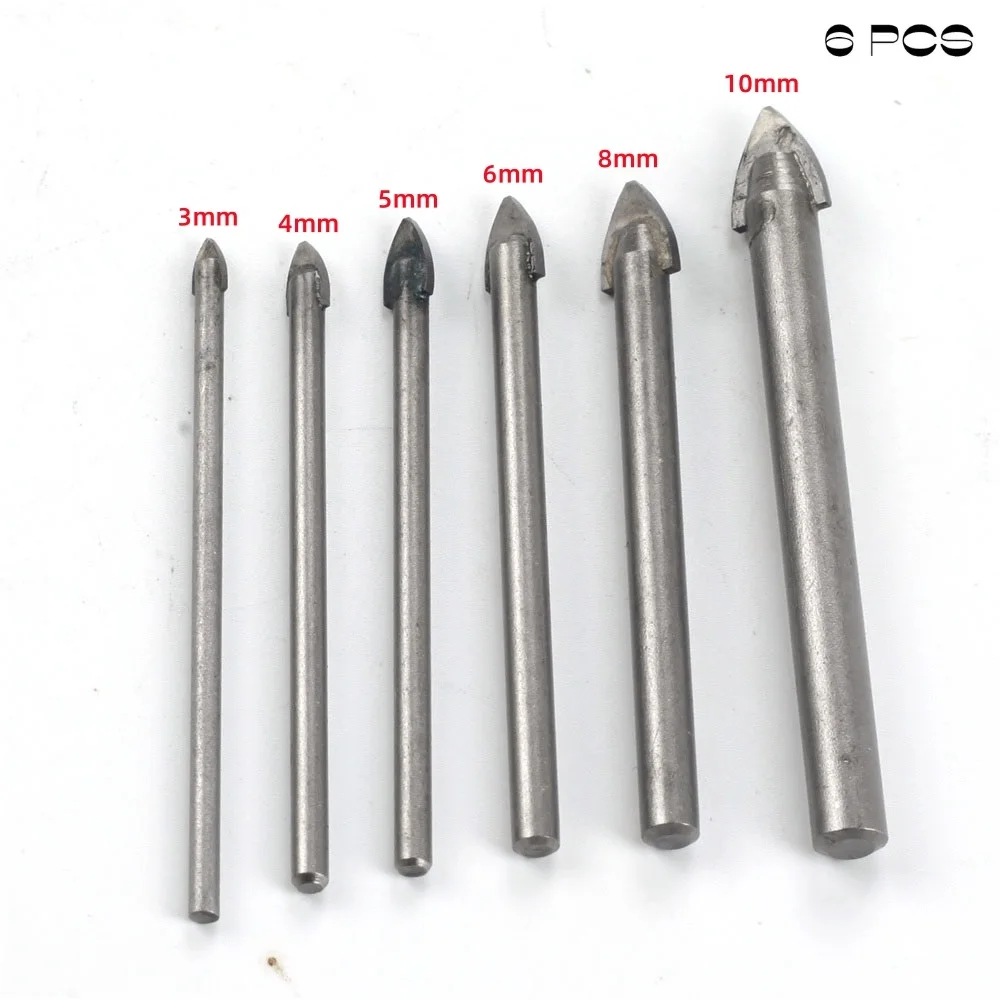 4/6/7 Pcs Glass Marble Porcelain Spear Head Ceramic Tile Drill Bits Set Spade Drill Bit 3/4/5/6/8/10/12mm