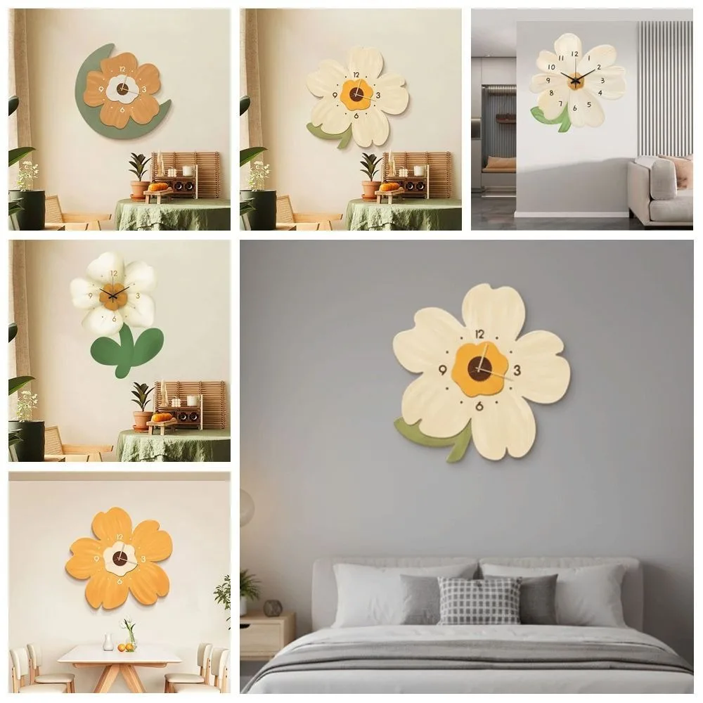 Fashion 30cm Flower Creative Clock Modern Slient Decor Simple Wall Clock Artistic Cartoon Home Clock Office Decoration