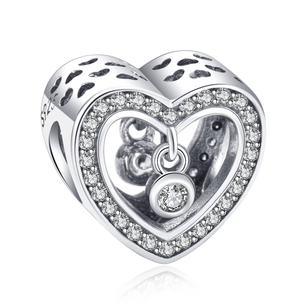 

PANQDIY Fashion Diy Women Jewelry Accessories Real 925 Sterling Silver Heart Bead Charm Fit Original Bracelet Gift Free Shipping
