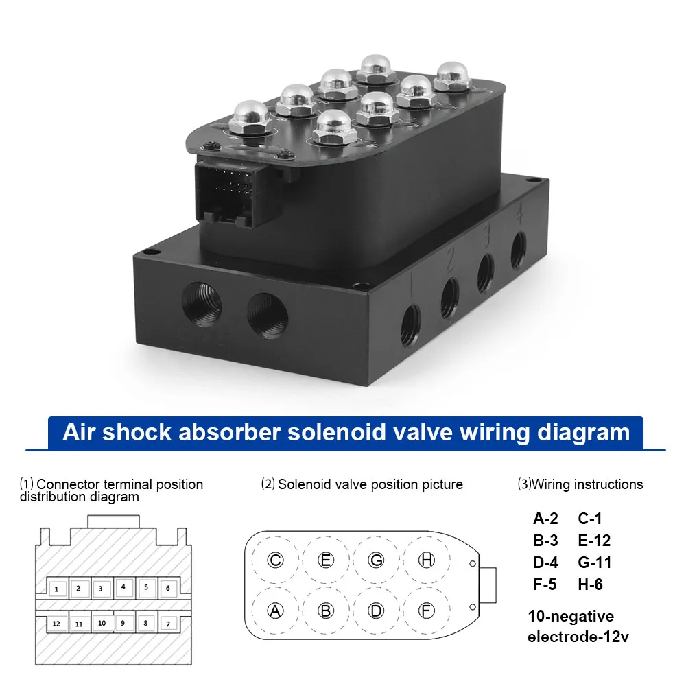 12V Solenoid Valve Air Ride Suspension Manifold Shock Absorber For Auto Fast Control