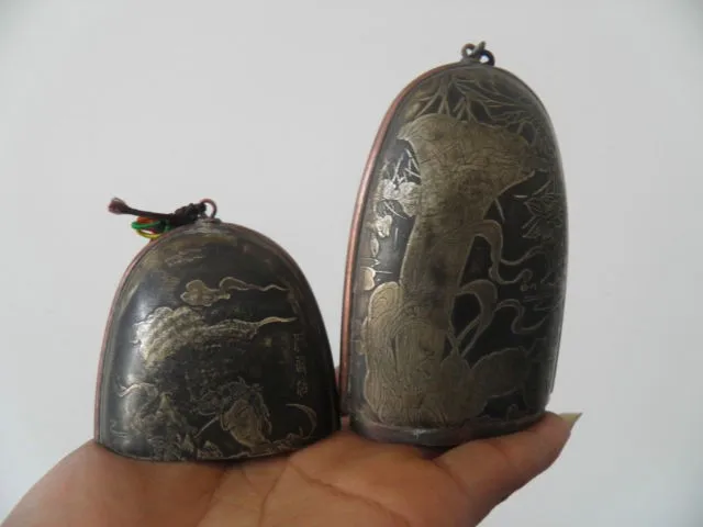 Collections chinese handwork carved belle & lotus bronze glasses case old box 5