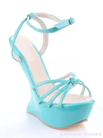 Bout ouvert Style étrange talons sandales femmes Sexy t-strap solide bout rond rue fête sandales nouvelle couleur bonbon doux Hotties chaussures 6