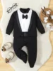 Autumn Infant Baby Boy Rompers Cotton Gentleman Footed Romper Prince Costume Infant Jumpsuits Boys Formal Clothes  For 0-12M 1