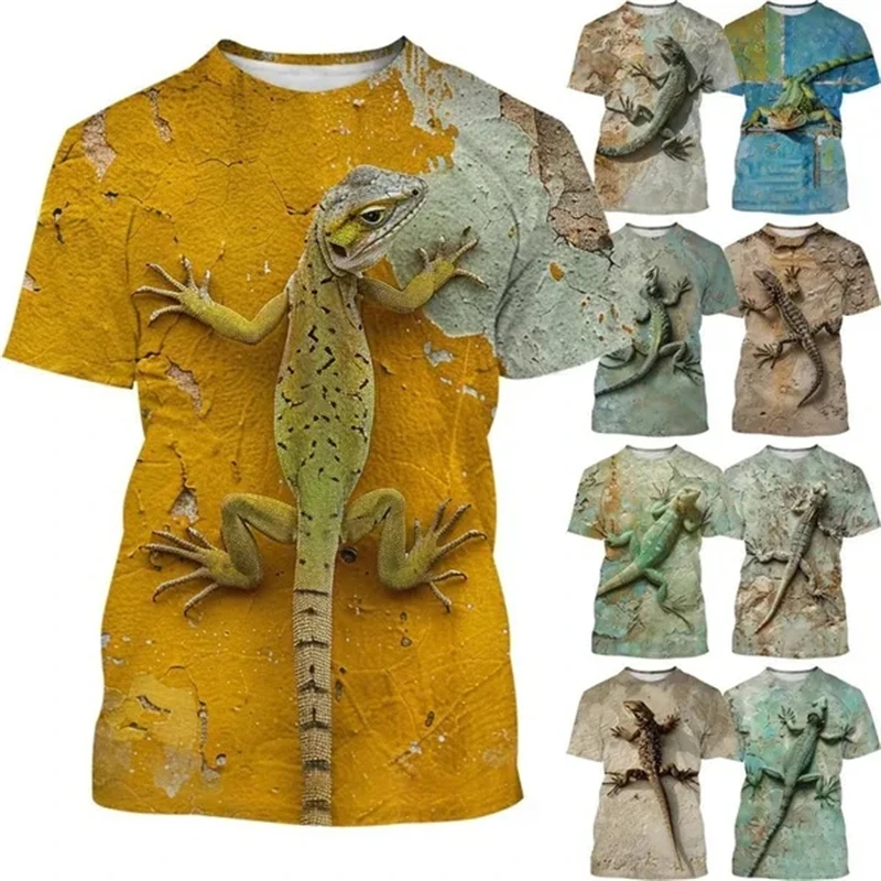 

Новая мужская модная футболка Gecko, 3D Футболка с принтом, забавная Повседневная индивидуализированная Мужская одежда, футболка с коротким рукавом
