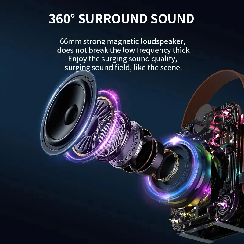 Wireless Bluetooth Speaker with Shocking Sound Quality Dazzling Light Effect Multiple Playback Modes Mini TWS Computer Soundbox