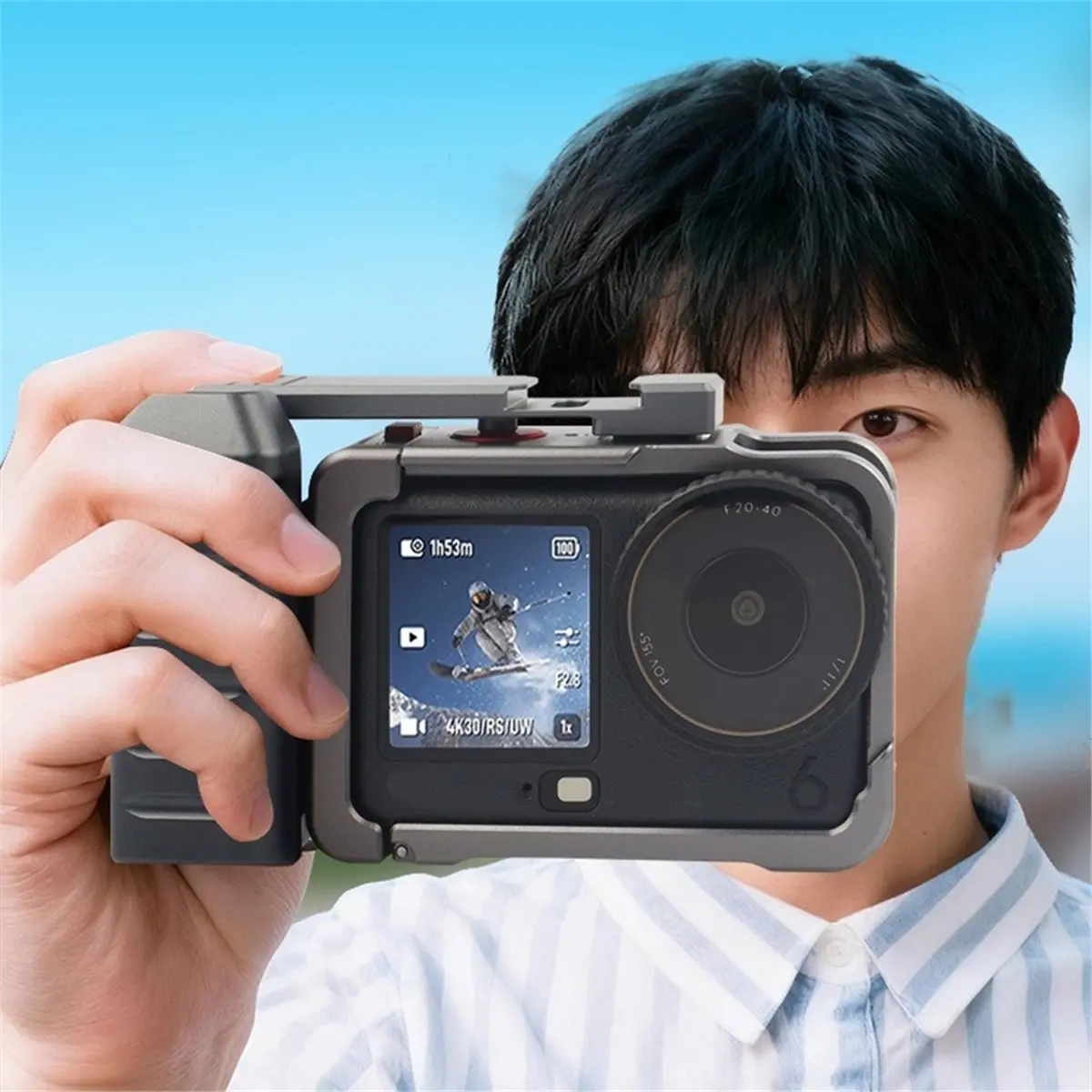DJI Action 6용 T28C 금속 토끼 케이지 확장 마운트 브래킷, 낙하 방지 보호 프레임, 카메라 케이지 액세서리 키트
