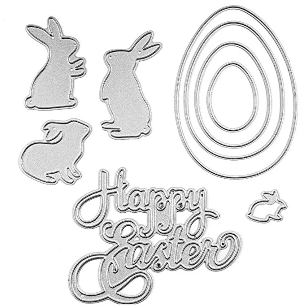 Easter Cutting Dies Rabbit Bunny Metal Cutting Dies Stencil Scrapbooking DIY Album Stamp Paper Card Embossing Decoration as the picture shown 