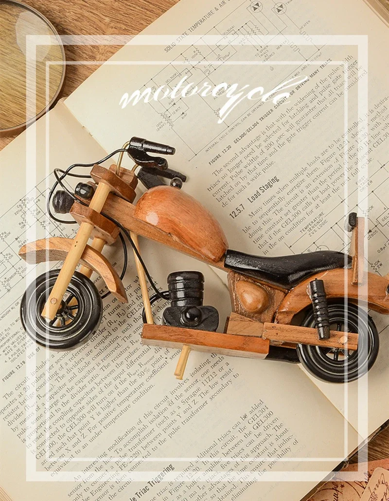 Retro Wooden Motorcycle Model Car Toy Doll Ornaments Handmade Home Office Decoration Crafts Children's Birthday Gifts ornament crafts miniature ornament miniature figurines wooden figurine crafts resin crafts glass fruit pendants