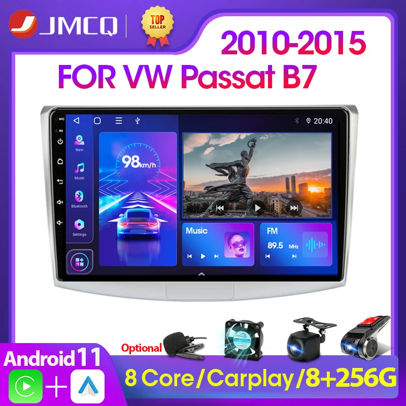 JMCQ 자동차 라디오 멀티미디어 비디오 플레이어, 폭스바겐 파사트 B7 B6 2010 2015 마고탄 CC 카플레이 ...