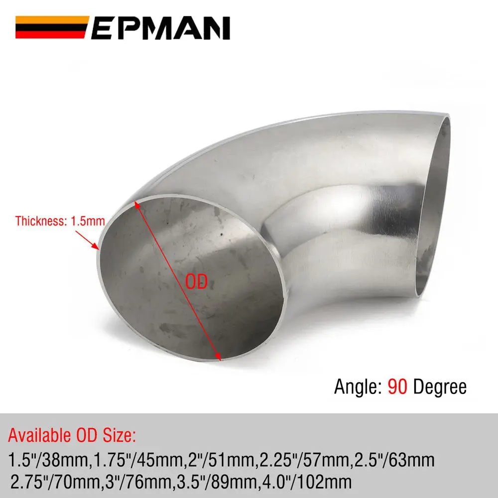 EPMAN SS 304 ǵ   Ȳġ 90  β 1.5MM ڵ     Ȳġ Downpipe ÷  ƿ  TKBXGG
