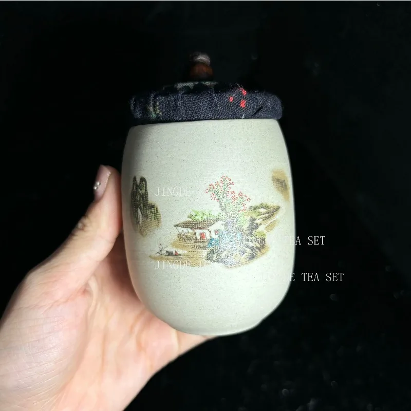 Portable Ceramic Tea Jar Outdoor Coffee Container Sealed Jar Small Tea Box Mini Storage Tea Tin Tradition Tea Accessories