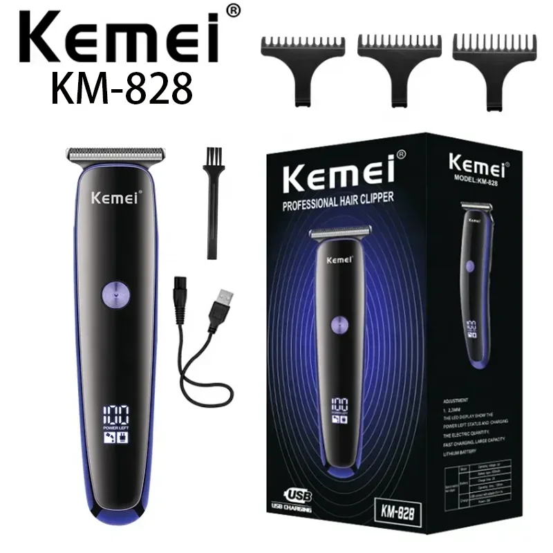 

Digital Display Men Haircut Trimmer Kemei Km-828 Usb Charging Lithium Battery Long Life Discharging Intelligence hair clipper