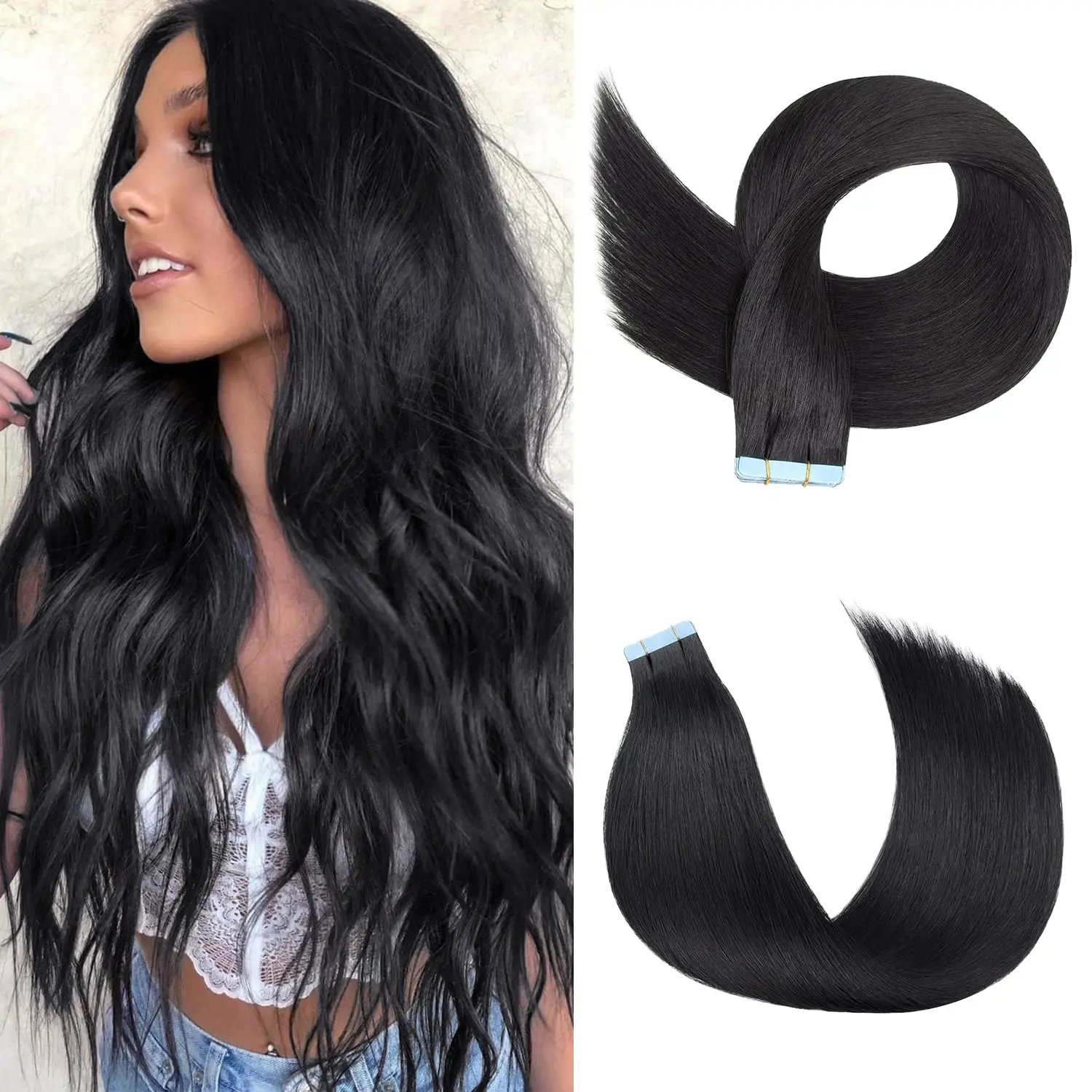 

Cholocate #4 Tape In Hair Extensions 100% Remy Human Hair #613 Honey Blonde Straight Seamless PU Skin Weft Tape Ins For Salon