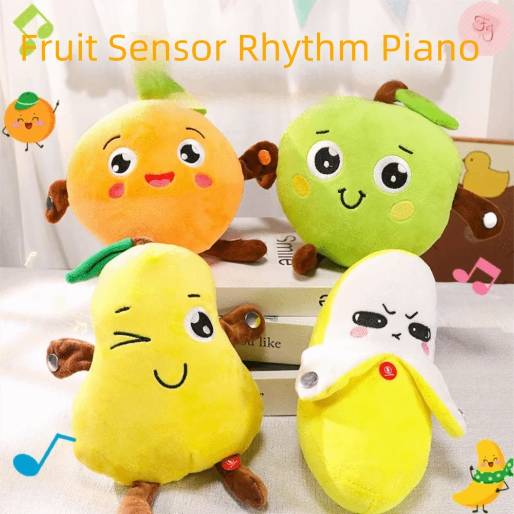 Creative Fruit Induction Metronome Music Modes Cute Fruit Plush Toy Sensory Stuffed Doll Music Rhythm Stuffed Doll