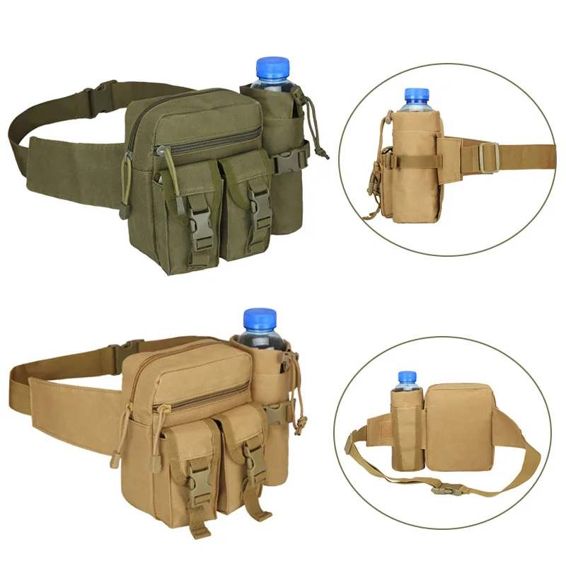 

Tactical Men Waist Pack Nylon Hiking Water Bottle Phone Pouch Outdoor Sports Army Military Hunting Climbing Camping Belt Bag