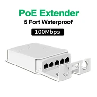 5 Port Waterproof POE Extender 4 Port Repeater 100Mbps Outdoor Network IP55 VLAN 44-57V for POE Camera Wierless AP 1