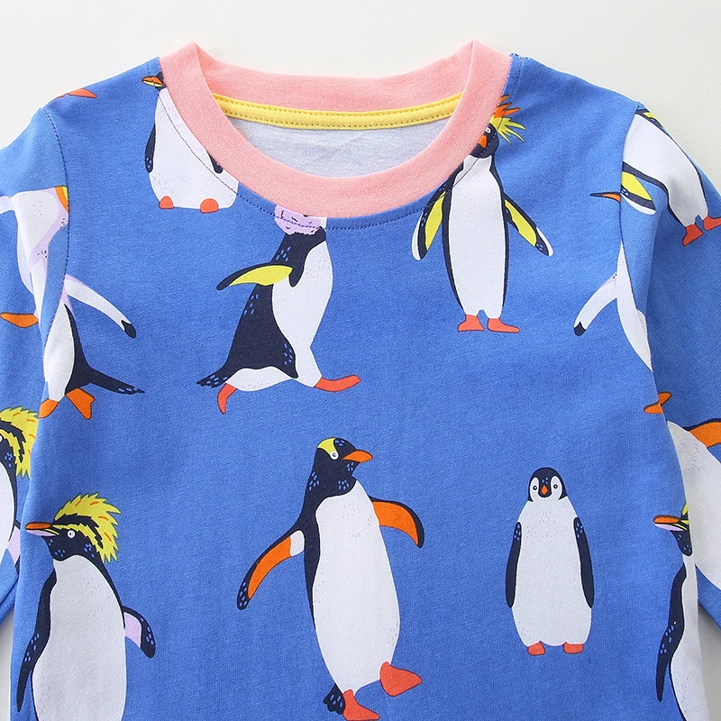 Children's Clothing Kids Clothes 2025 Autumn Spring Girls Long Sleeves Cartoon Penguins Casual Dress Cotton