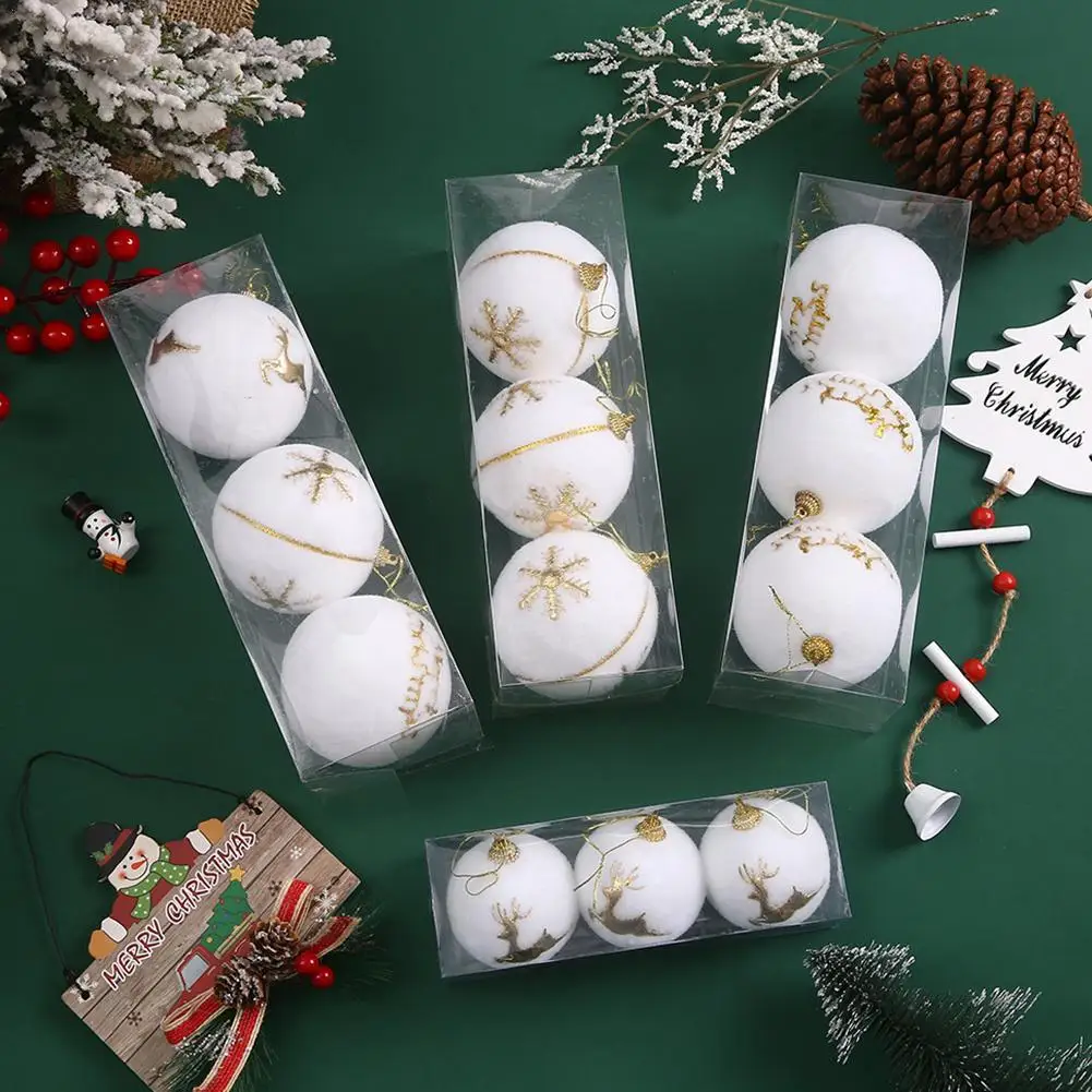 3 Pezzi Di Palline Di Natale In Velluto Sfuso Floccato Ornamenti Di Palline Di Albero Di Natale Palline Di Plastica Ornamenti Decorativi Appesi Di Nat