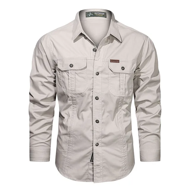 Chemises à manches longues décontractées pour hommes, 2023 coton, chemises militaires de haute qualité, vêtements de marque de mode, chemisier noir, printemps, 100% 1