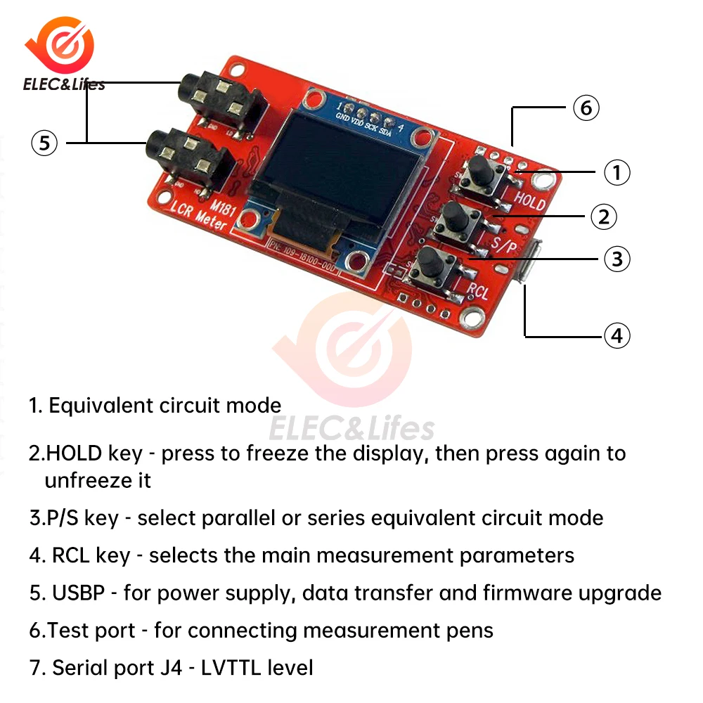 DC 5V M181 LCR Bridge Tester Module Kit high-precision Resistance Capacitance Inductance Meter DIY Kit for Electrician Tool 2