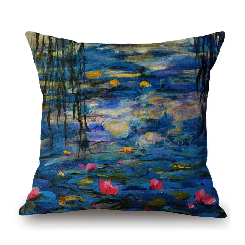 

Claude Monet Famous Oil Painting Garden Series Camille Haystacks Impression Sunrise Impressionism Sofa Pillow Case Cushion Cover