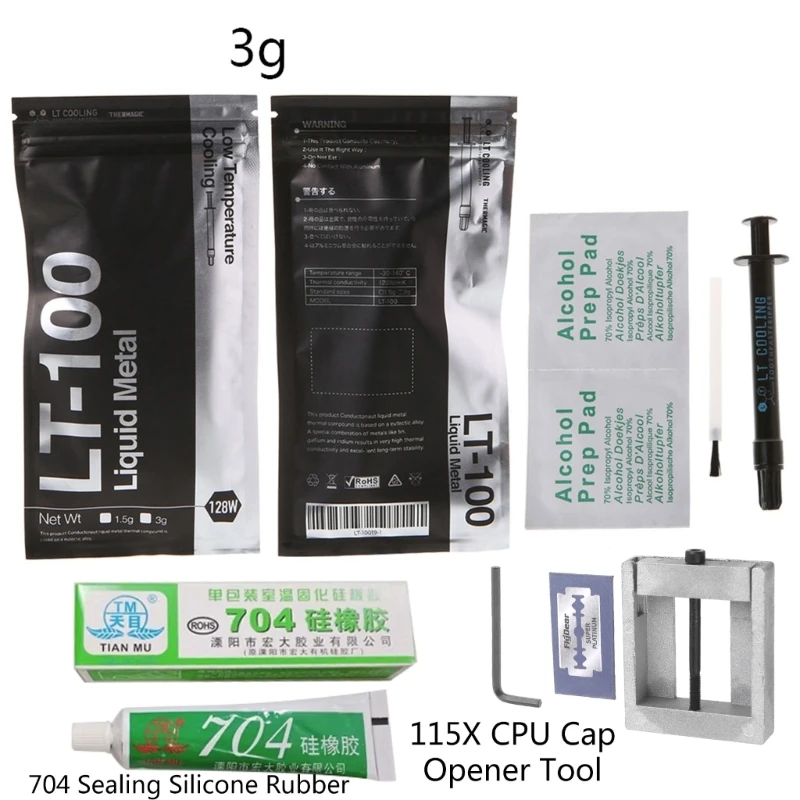 GPU 히트싱크 CPU 열 전도성 페이스트용 LT-100 열 그리스 1.5g 3g 128W