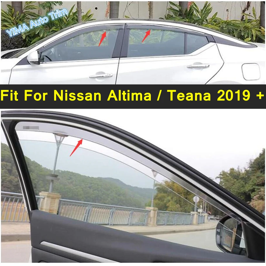 

Car Accessories Side Door Window Visor Guard Vent Awnings Shelter Wind Rain Deflector Trim For Nissan Altima / Teana 2019 - 2023