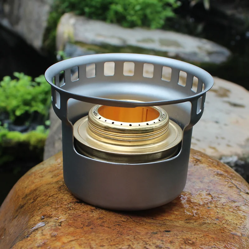 Portable Mini Alcohol Stove Burner Outdoor Ultralight Brass Camping