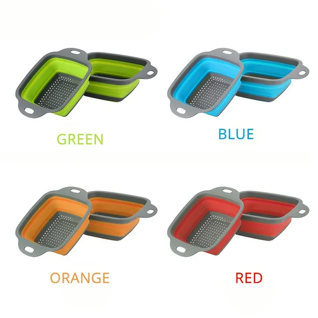 Foldable Fruit Vegetable Washing Basket Strainer Portabl Silicone Colander Collapsible Drainer with Handle Kitchen Tools 6