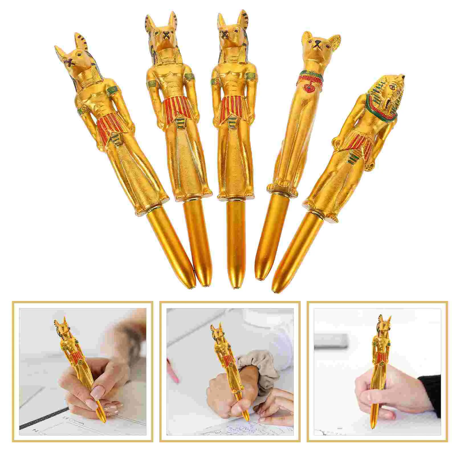 

Bulk 5 Pcs Ballpoint Pen Egyptian Shape Cute Ink Writing Pens Stationery Supplies Office Supply Gift Party Favors Random Pattern