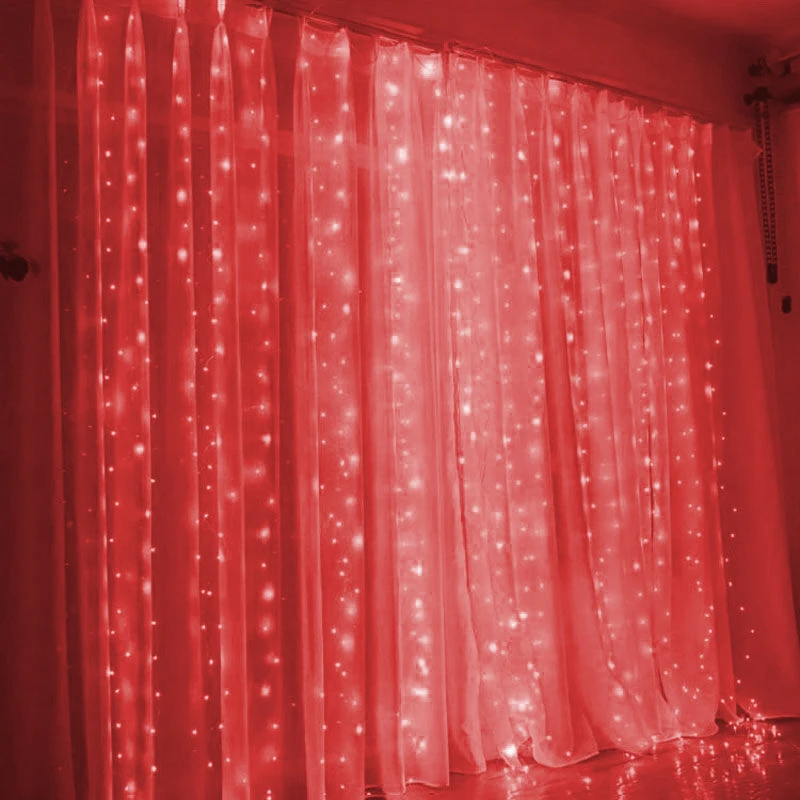 thumbnail image 1 of Guirnalda de luces LED para cortina, guirnalda de luces navideñas, decoración de hadas, 8 modos, control remoto USB, para bodas, fiestas, dormitorios y hogares, 1 of 5