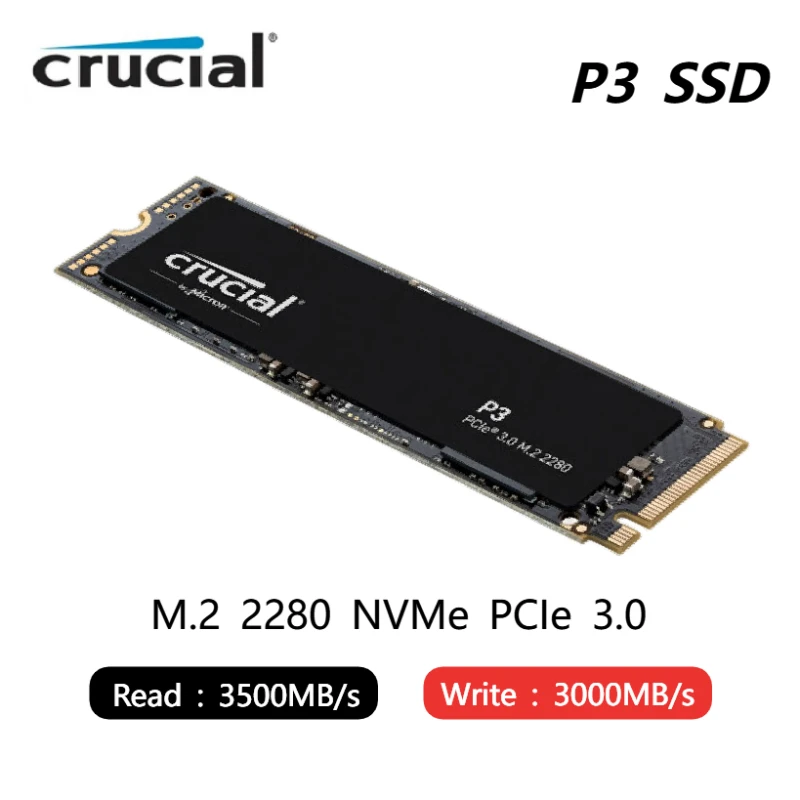 Crucial P3 Gaming Solid State Drive SSD 500GB 1TB 2TB up to 3500MB/s read  PCIe 3.0 NVMe M.2 2280 For PC Laptop