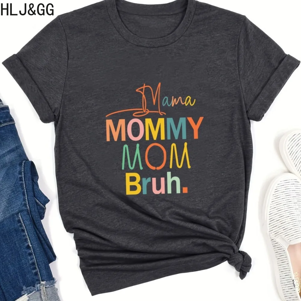 

HLJ&GG Summer New Letter Printing Slim Tops Women Round Neck Short Sleeve Matching Sporty Tshirts Casual Female Streetwear 2024