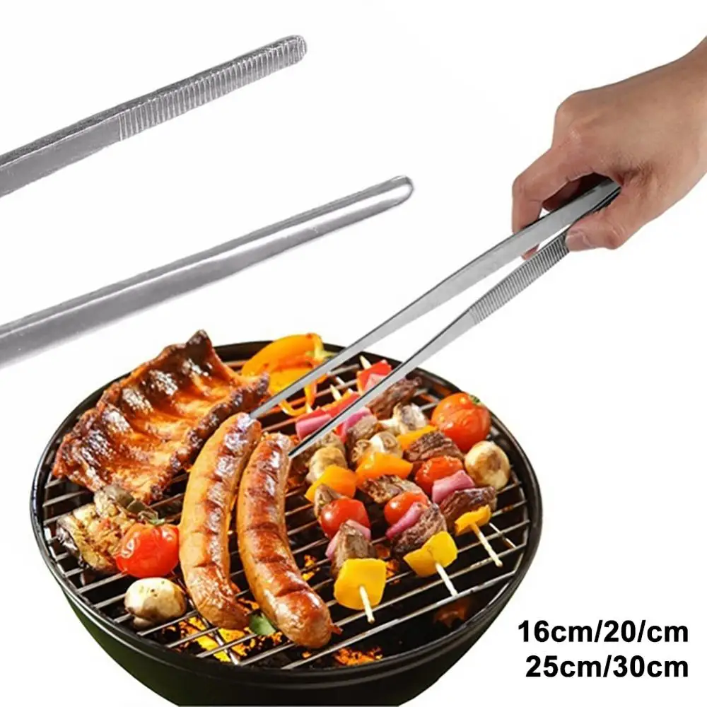 16/20/25/30cm Food Tongs Toothed Tweezers Stainless Steel Long Barbecue BBQ Tool Food Tong Serving Tong Kitchen Tools