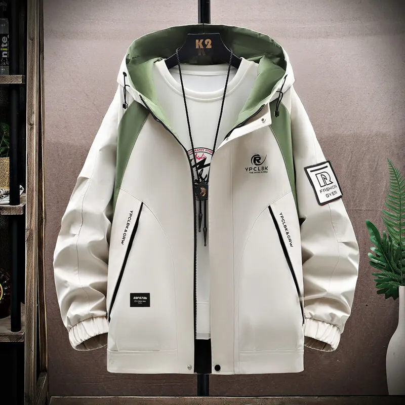 Hochwertige 2026 Frühling/Herbst Trendige Herren Freizeit-Kapuzenjacken Jugend Streetwear Lockerer Mantel Outdoor Windbreaker Oberteile Kleidung – Detail 11