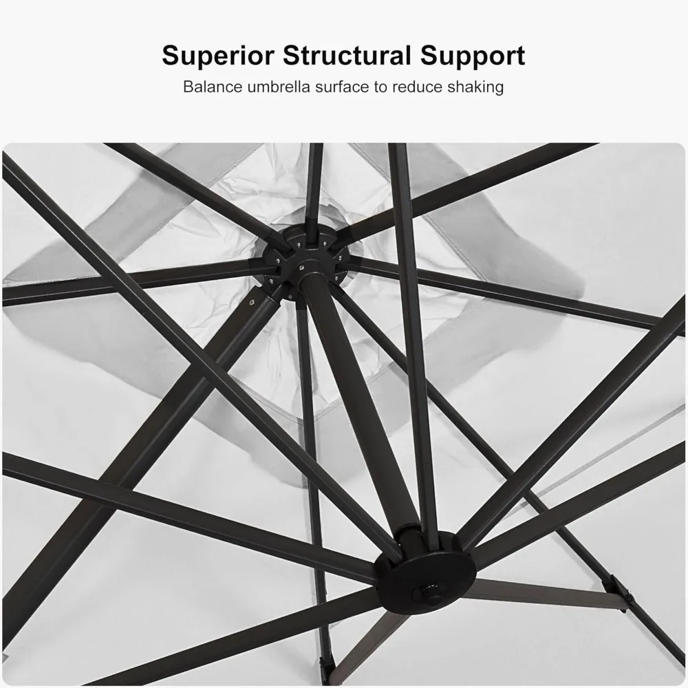 9' X 11.5' Patio Umbrella Outdoor Cantilever Rectangle Umbrella Aluminum Offset Umbrella with 360-degree Rotation fo 5