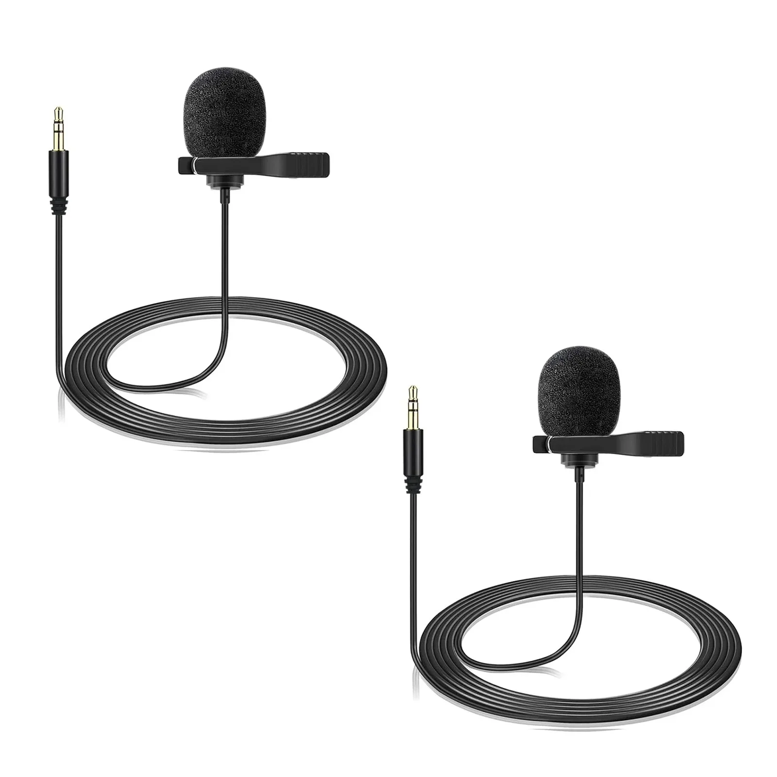 CaTeFo 2팩 라발리에 마이크 (DJI Mic 2 / RODE Wireless GO II / PRO 호환), 3.5mm TRS 핀 마이크 (DJI RODE 무선 송신기용)