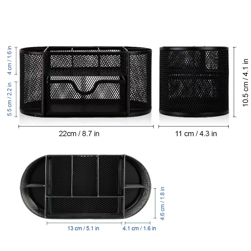 1pc Metal Multifunctional Pen Holder Office Supplies Creative Cool Crafts Desktop Hollow Storage Box 5