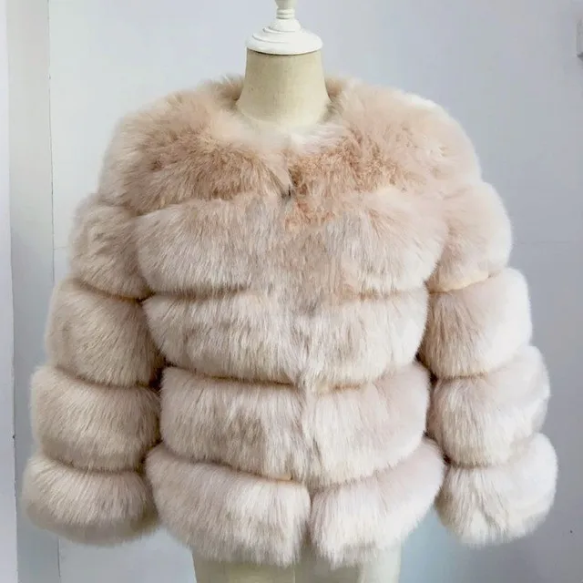 S-4XL Women's Faux Fox Fur Coats for Warmth Autumn Winter Long Sleeved Sexy Casual Party Jacket