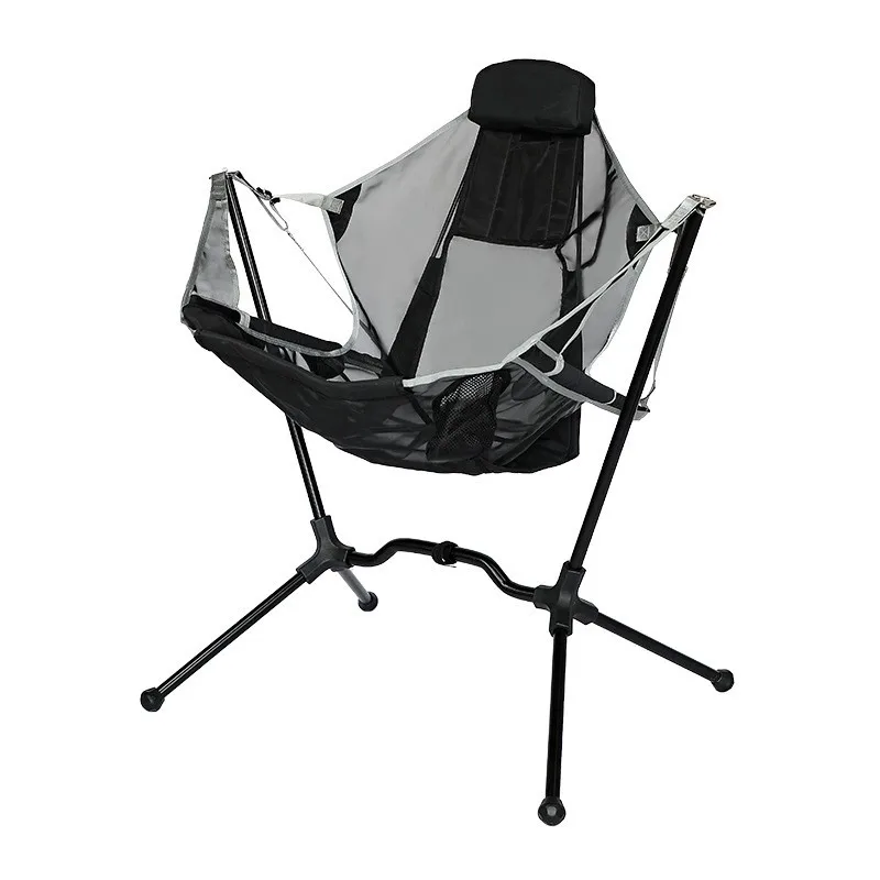 DZ Outdoor Portable Folding Rocking Chair Breathable Mesh Moon Chair Folding Fishing Camping Beach Leisure Outdoor Chairs