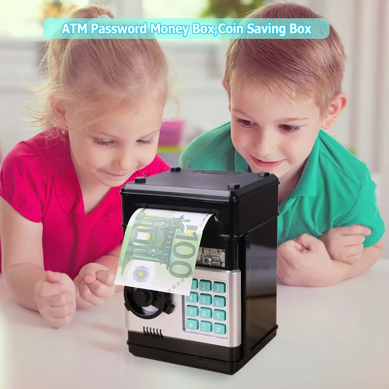 ATM Mini Password Money Box Electronic Piggy Bank Safety Chewing Cash Coins Saving Box Automatic Deposit Banknote Kids Gift